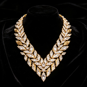 Grand Diamond-Pattern Statement Collar Necklace
