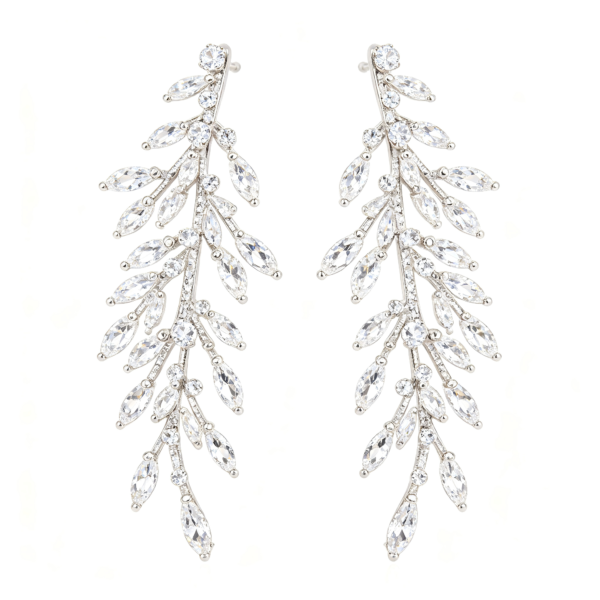 Silver Leaf Branch Dangle Earrings