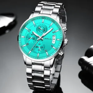 Turquoise Multi-Dial Watch with Steel Bracelet — view 2
