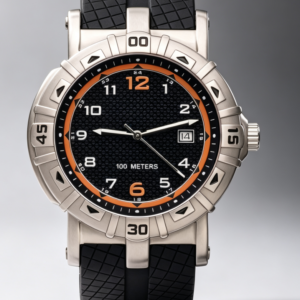 Black and Orange Sports Watch with Rubber Strap — view 1