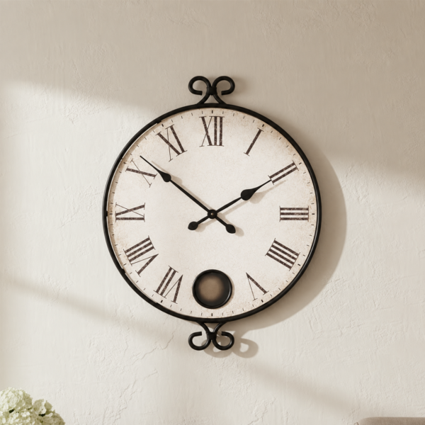 Wrought Iron Roman-Numeral Wall Clock