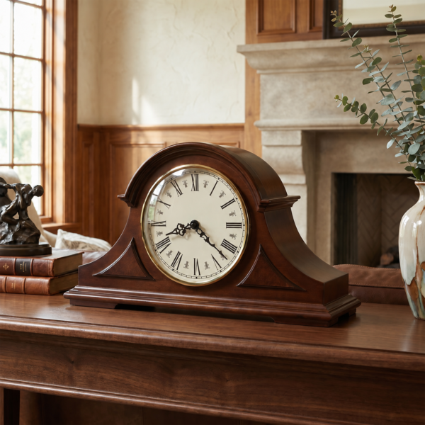 Cherry Wood Triple-Chime Mantel Clock