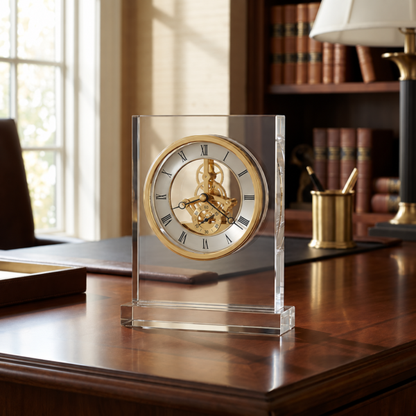 Clear Crystal Skeleton Table Clock
