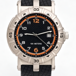 Black and Orange Sports Watch with Rubber Strap — view 2