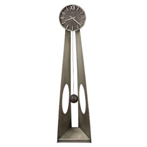 Sculptural Silver Pendulum Floor Clock — view 2